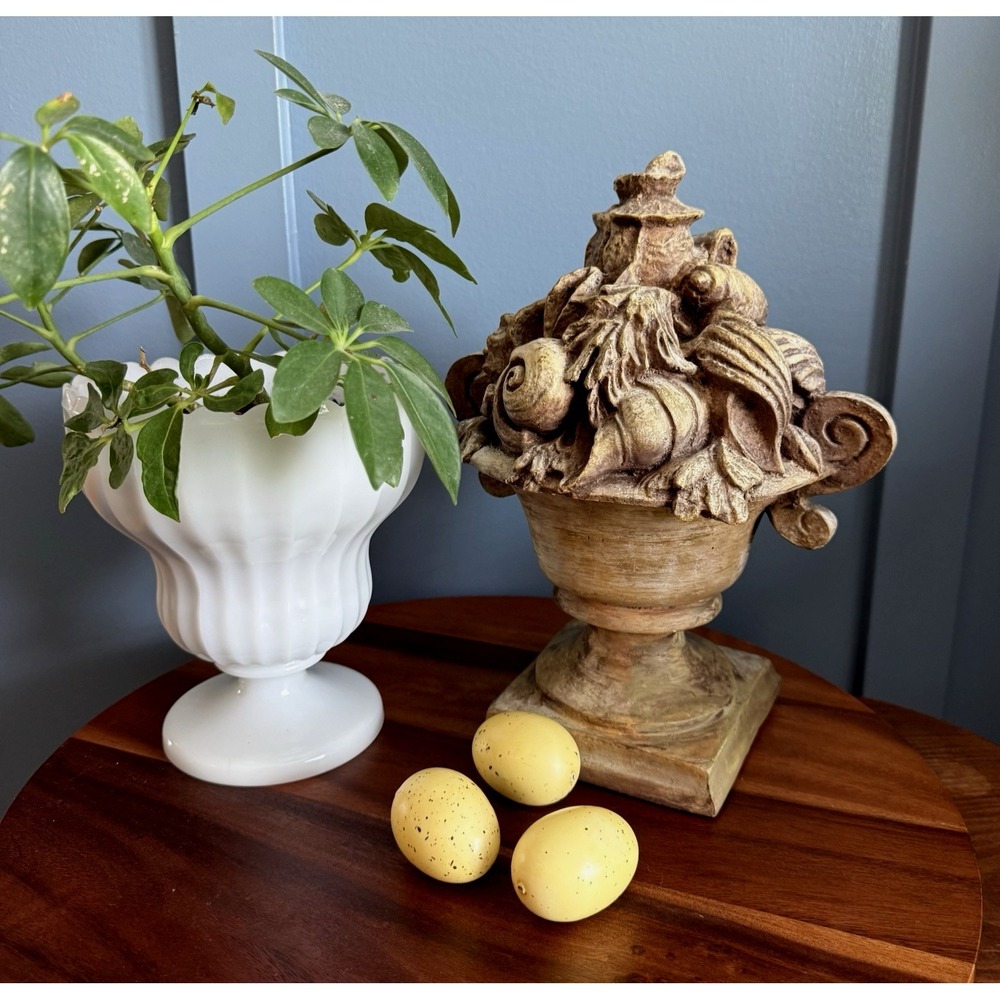 Vintage Coastal Shell Urn Finial 13" Tuscan European Villa Decor Indoor Outdoor